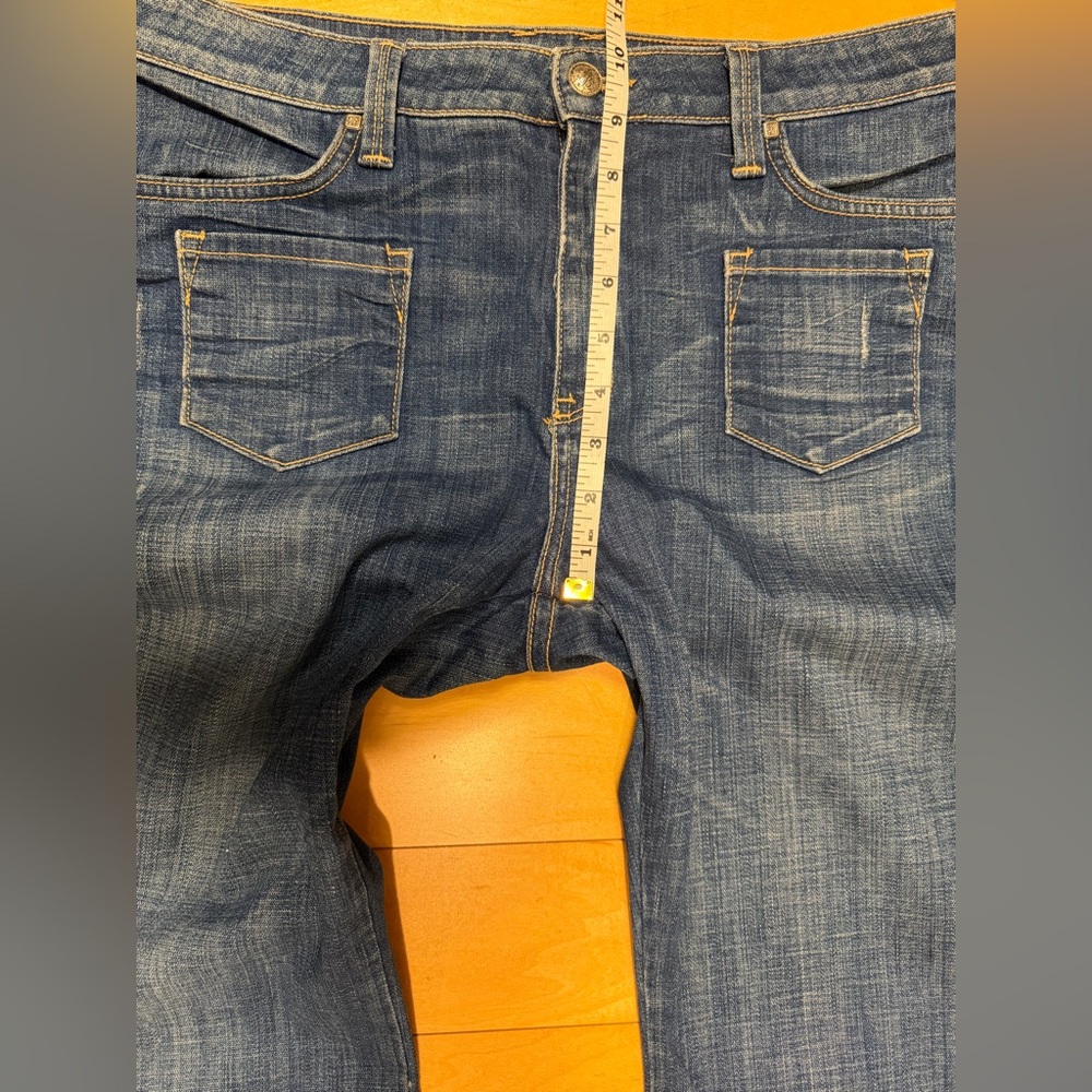 Frankie B. Boot Cut Blue Denim Jeans Patch Pockets in Front - Made In USA - 32 - Picture 13 of 16